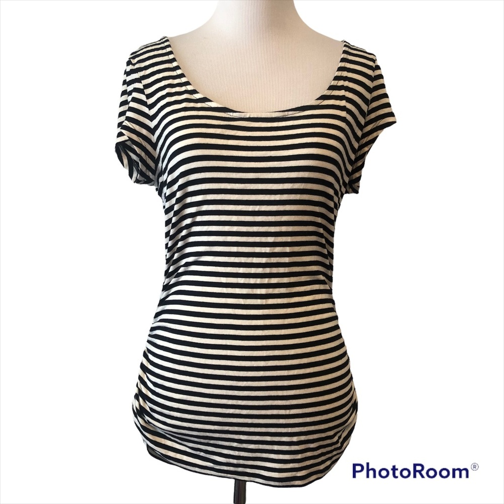 Candies Black and White Striped Shirt with cute back criss cross